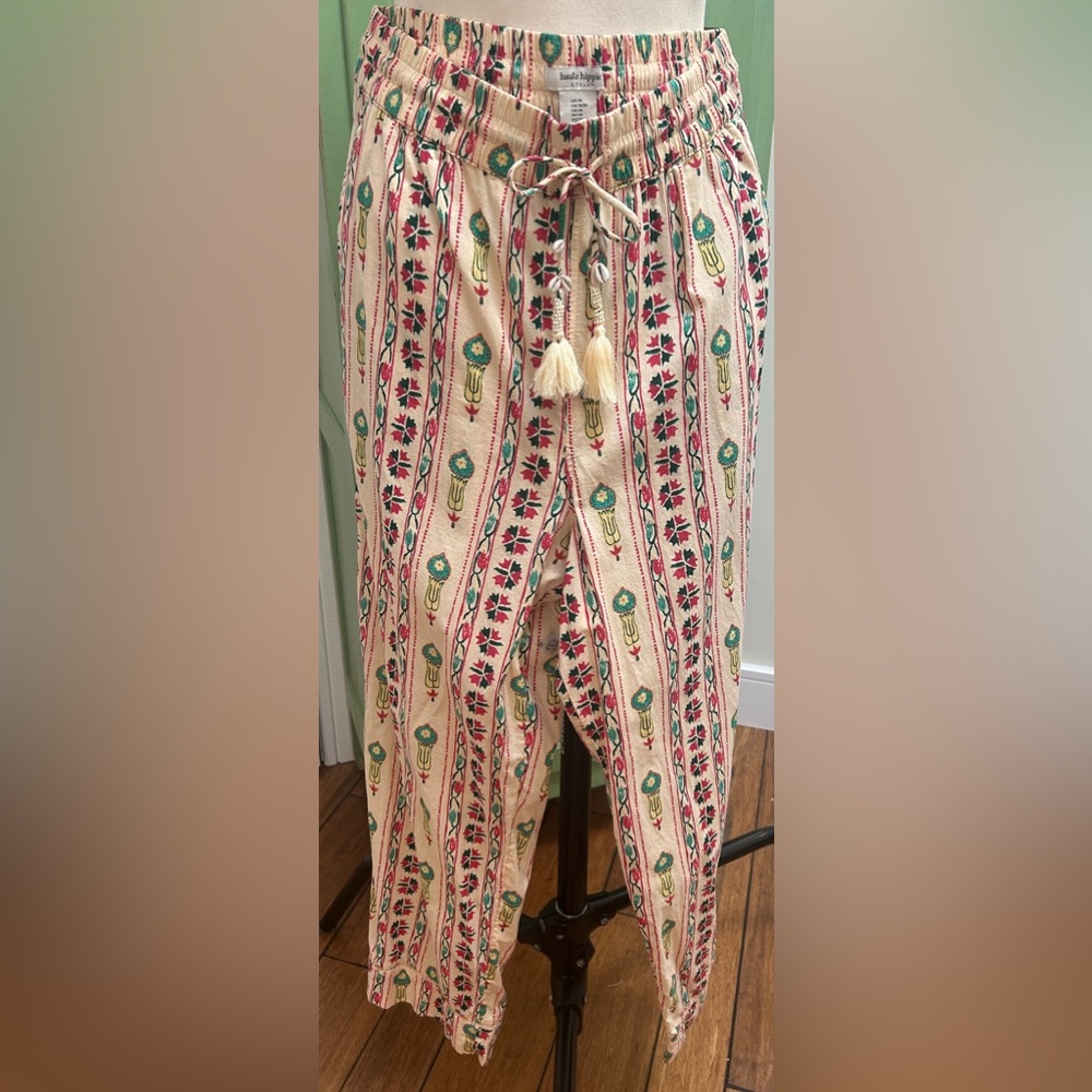 Haute Hippie Bohemian Festival Pants Elastic Waist tassels size M  NWOT